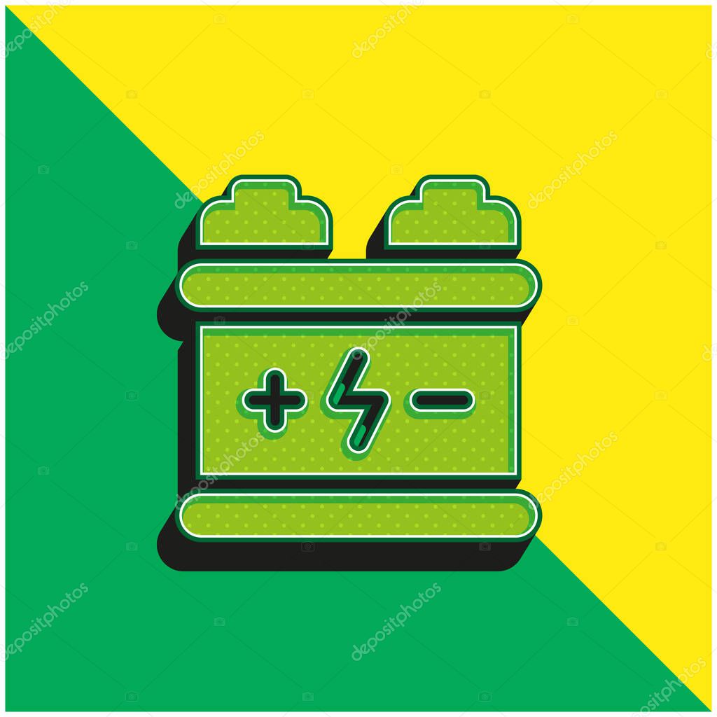 Battery Green and yellow modern 3d vector icon logo