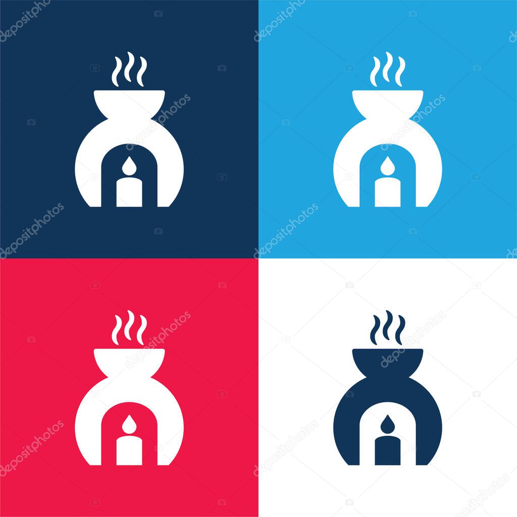 Aromatherapy blue and red four color minimal icon set