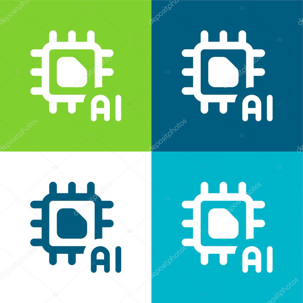 Artificial Intelligence Flat four color minimal icon set