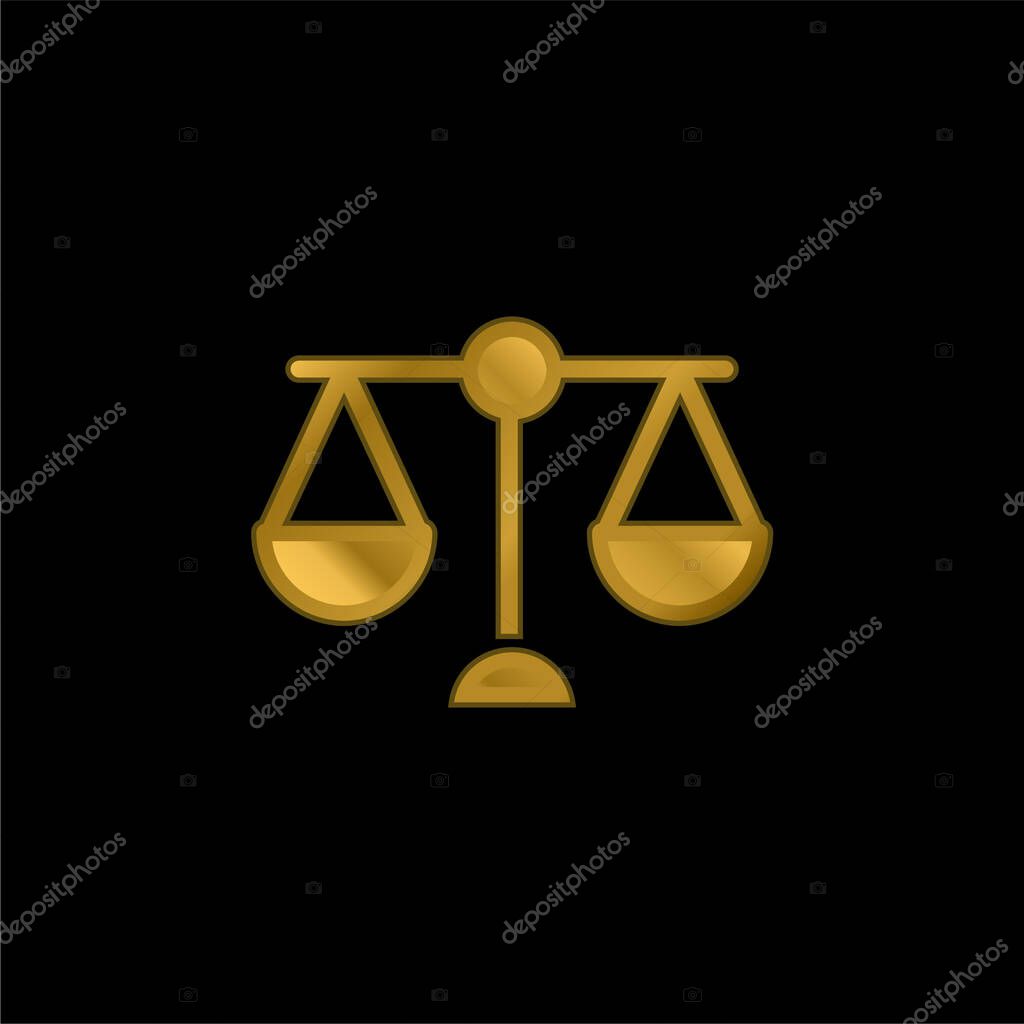 Balance Scale gold plated metalic icon or logo vector