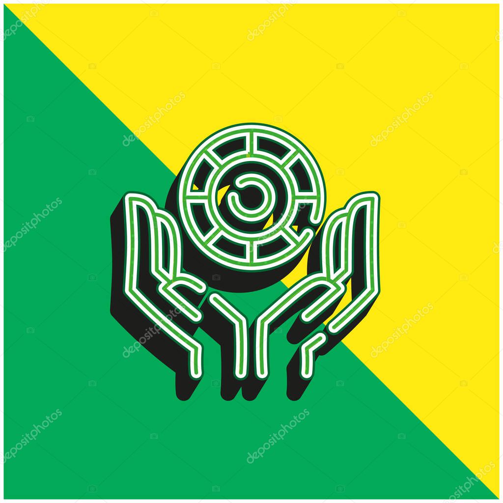 Bet Green and yellow modern 3d vector icon logo