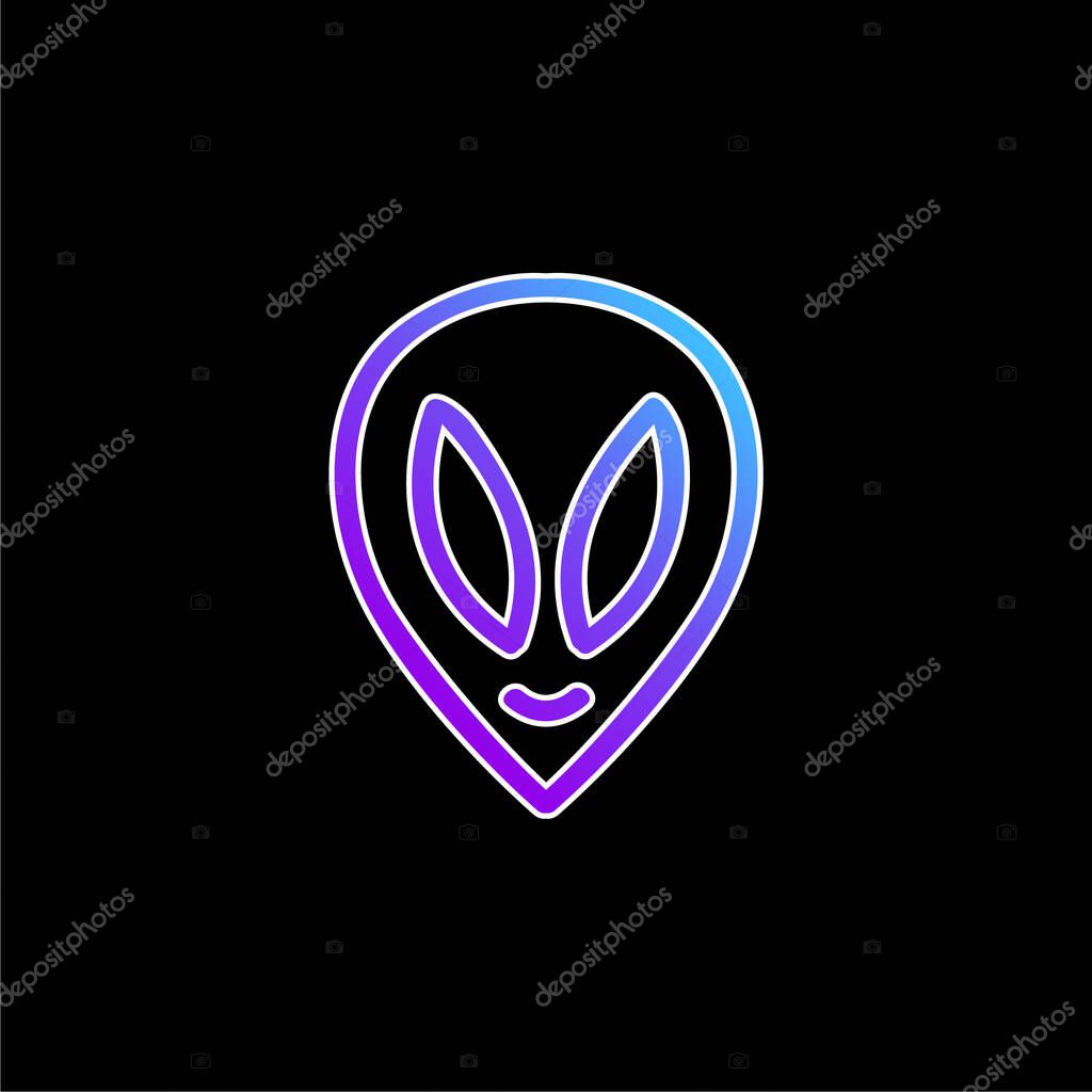 Alien Hand Drawn Head Outline blue gradient vector icon