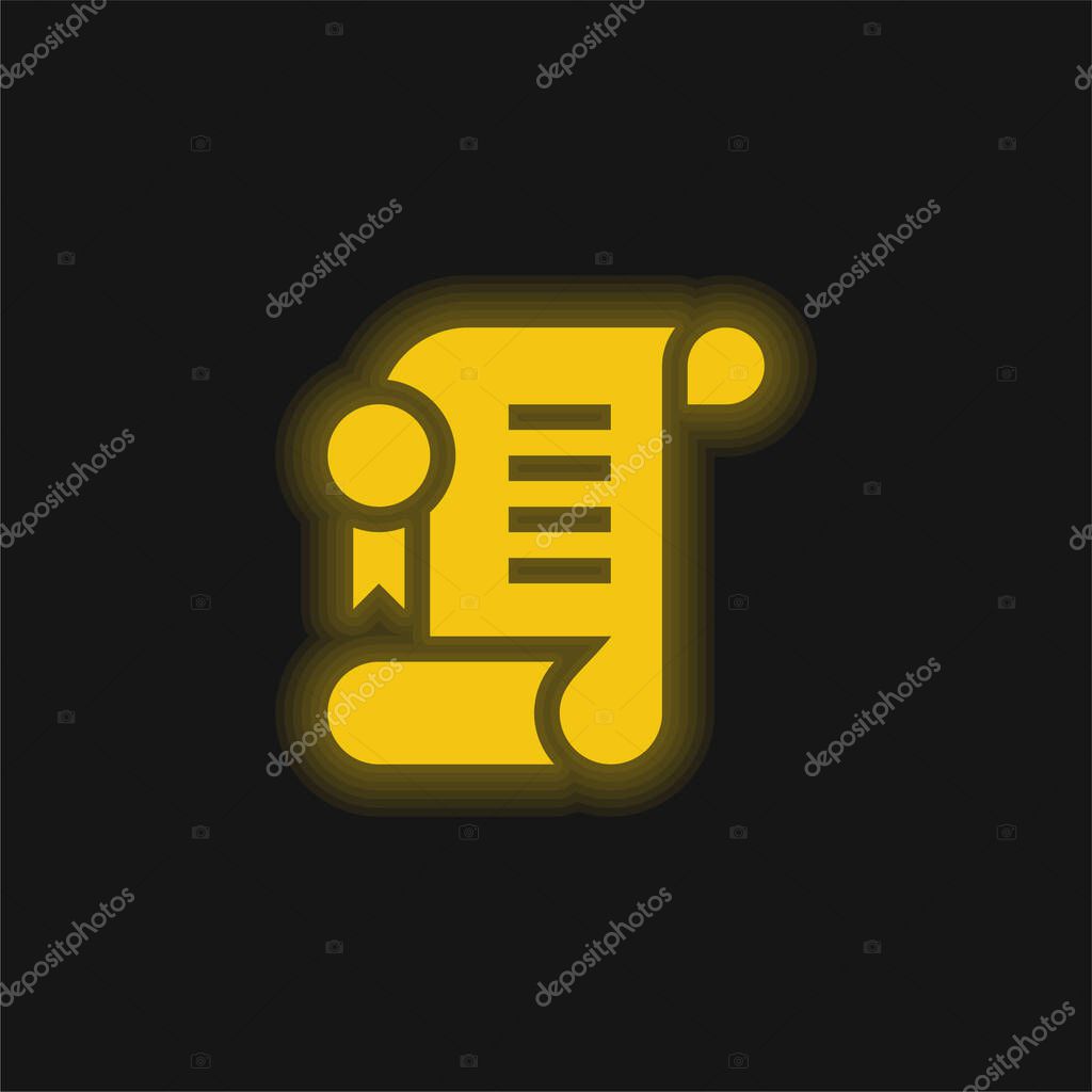 Agreement yellow glowing neon icon