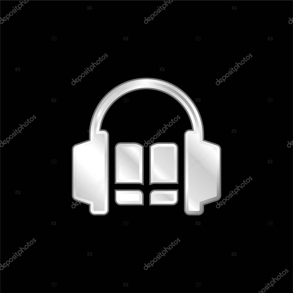Audiobook silver plated metallic icon