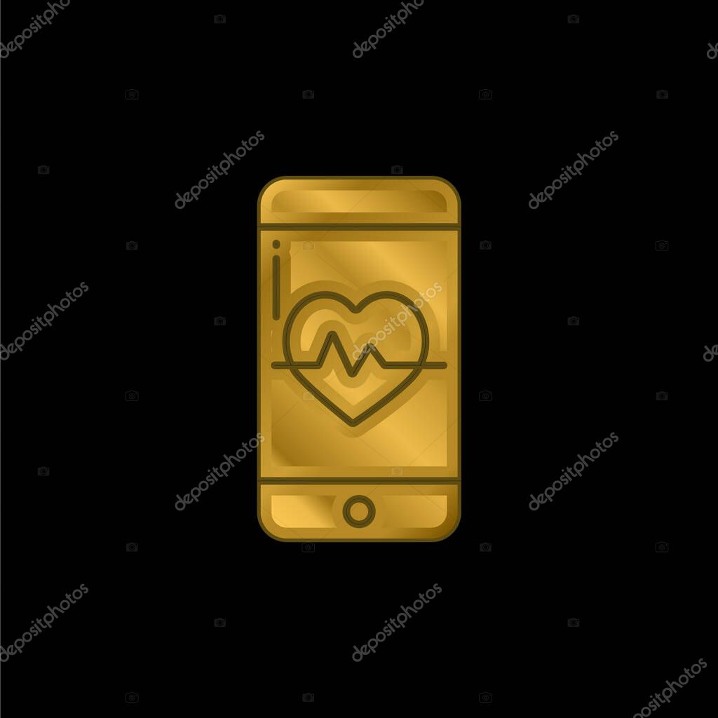 App gold plated metalic icon or logo vector