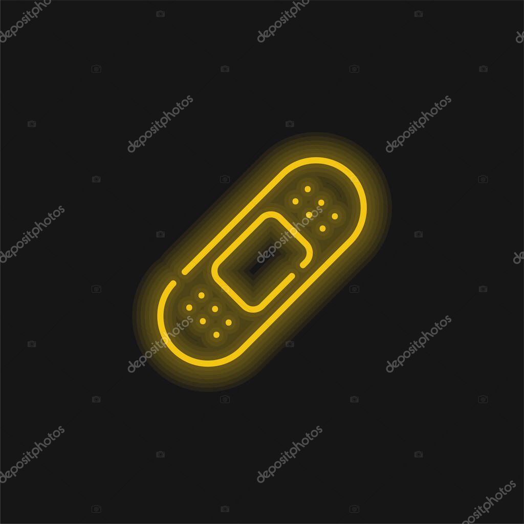 Band Aid yellow glowing neon icon