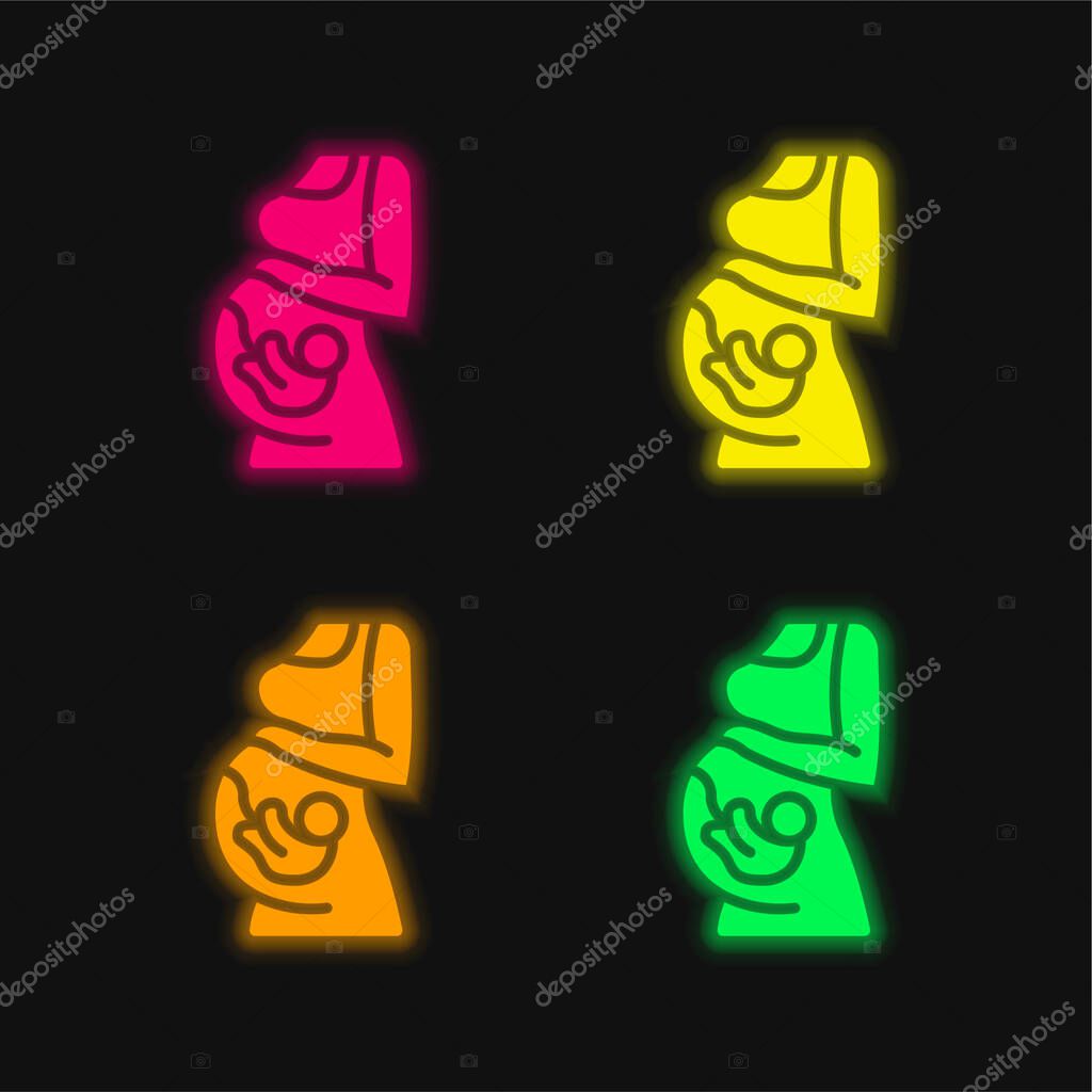Baby four color glowing neon vector icon