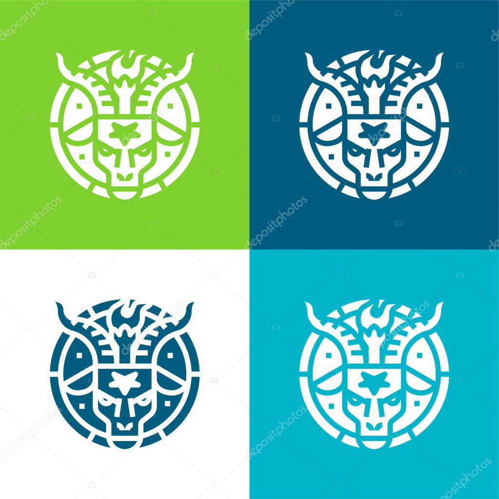 Baphomet Flat four color minimal icon set