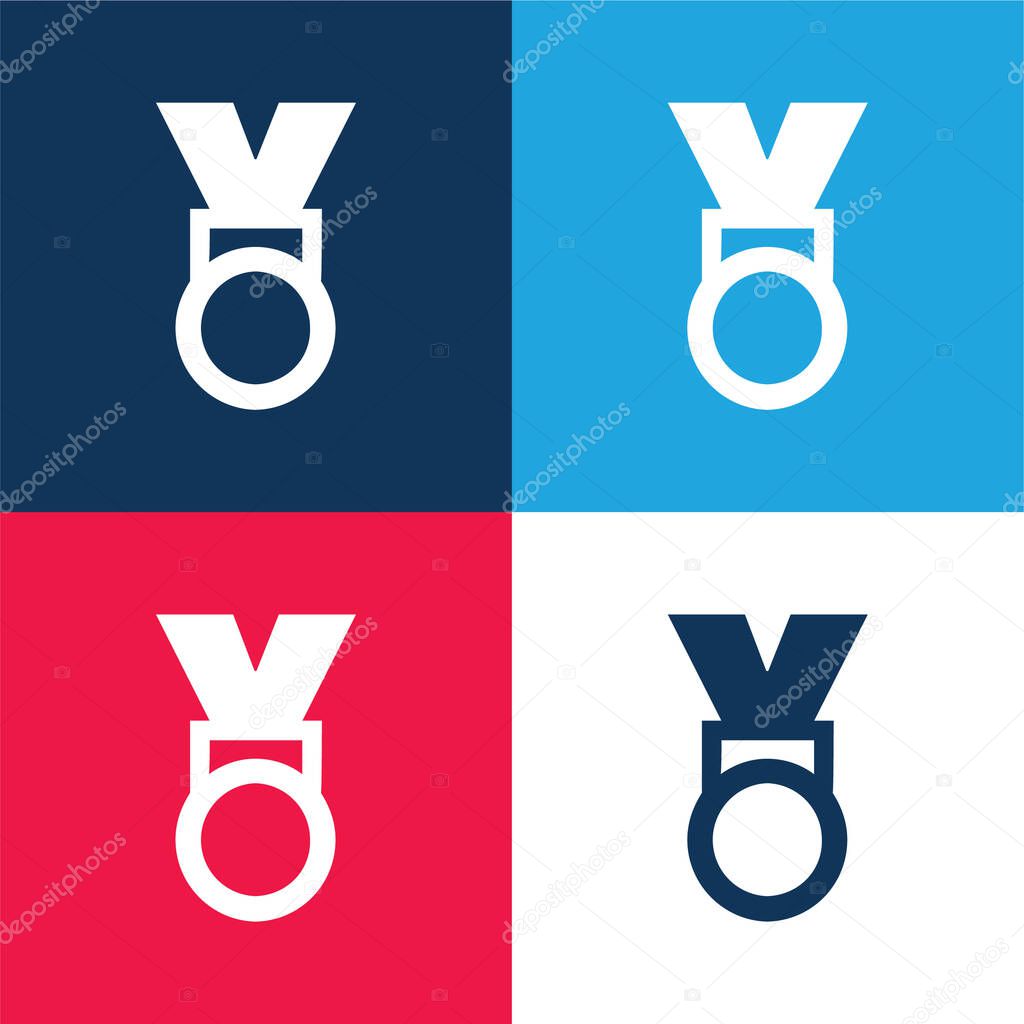 Award Medal blue and red four color minimal icon set