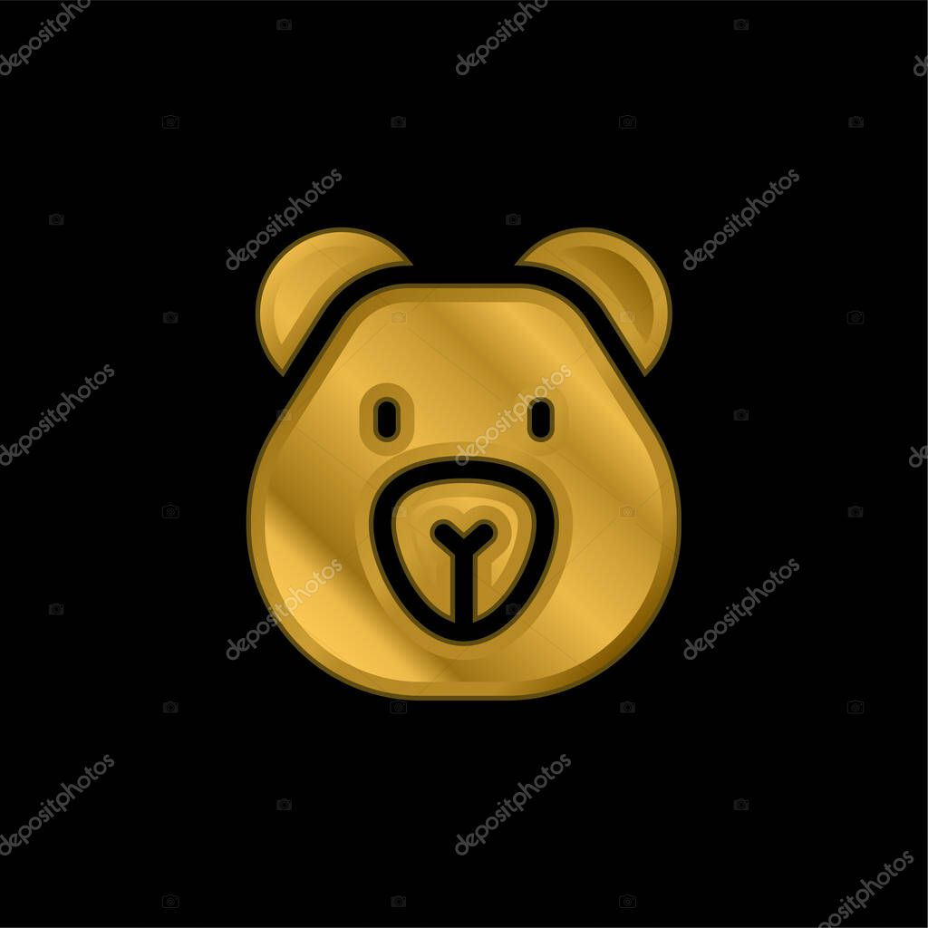 Bear gold plated metalic icon or logo vector