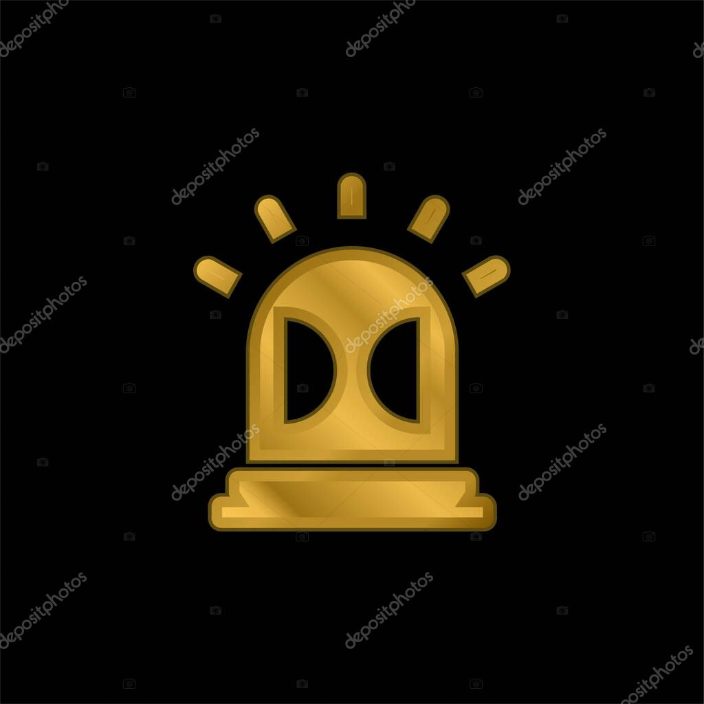 Alarm gold plated metalic icon or logo vector