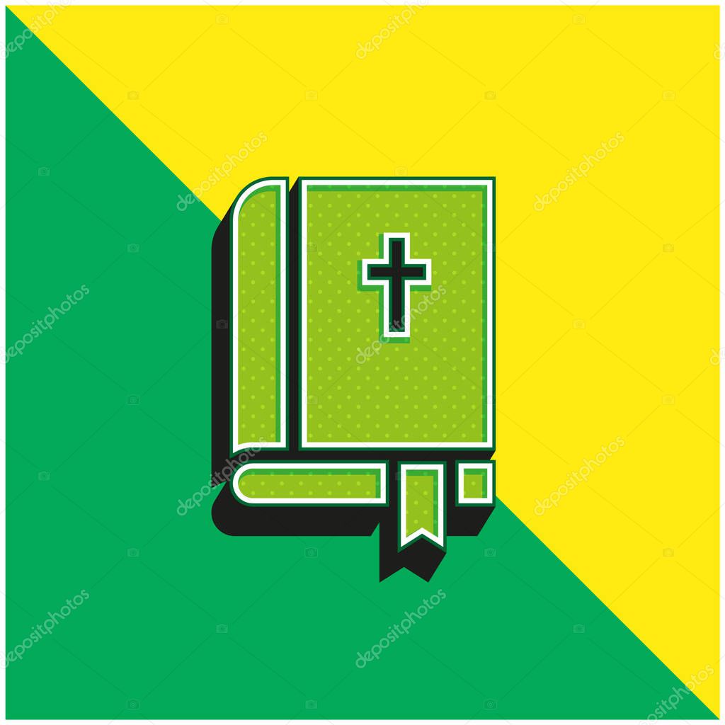 Bible Green and yellow modern 3d vector icon logo