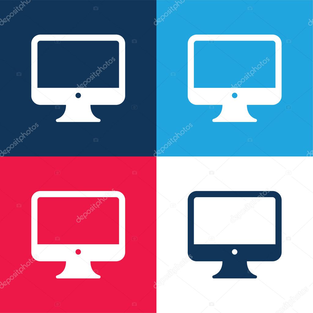 Big Computer Monitor blue and red four color minimal icon set