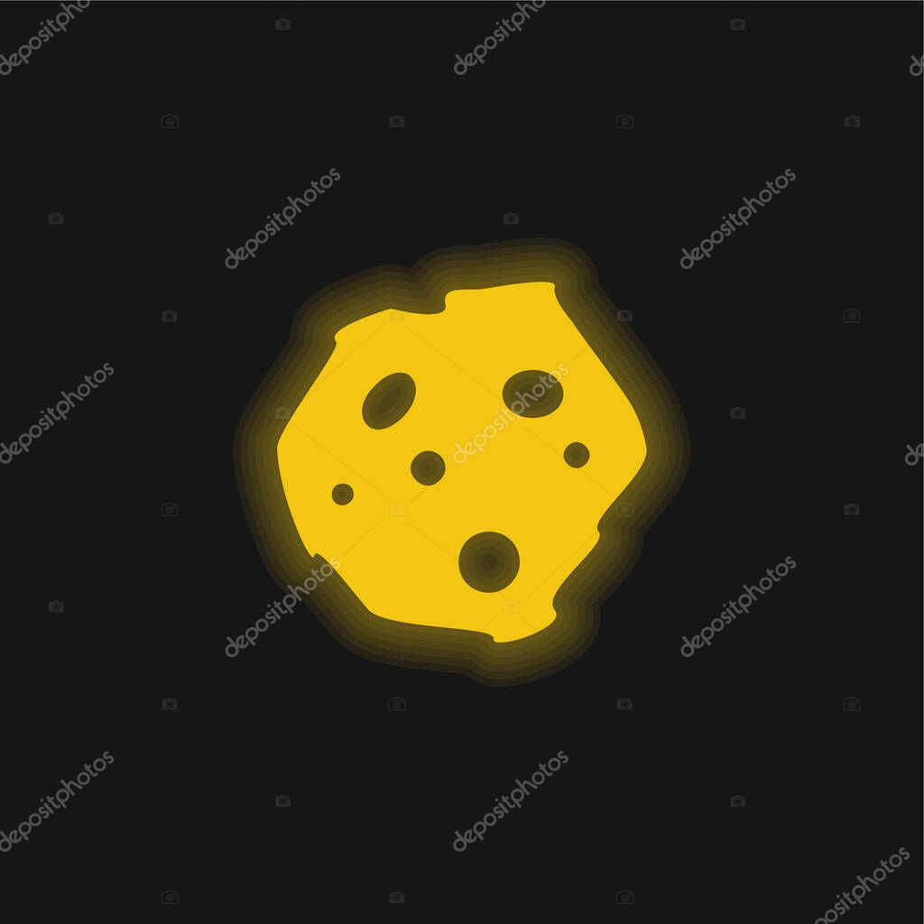 Asteroid yellow glowing neon icon