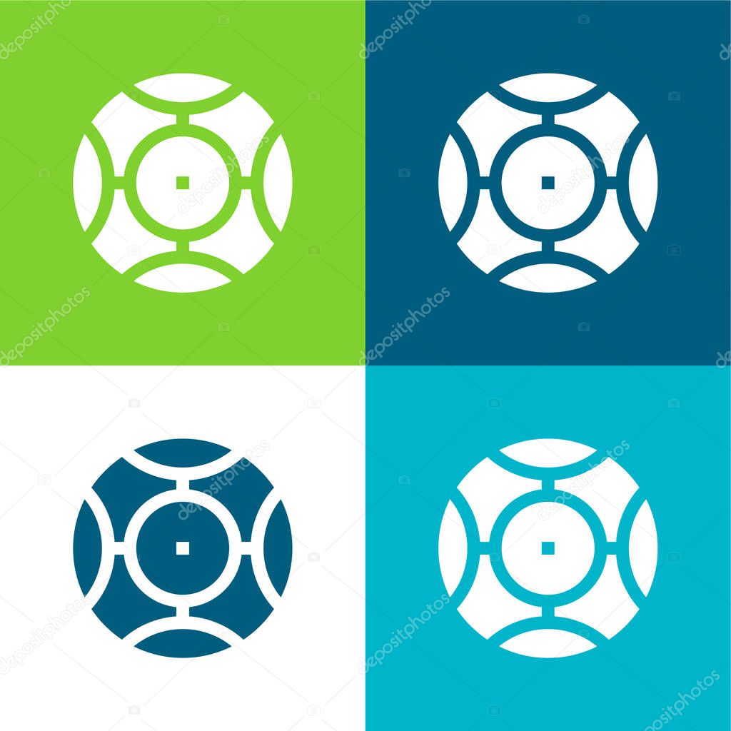 Ball Flat four color minimal icon set