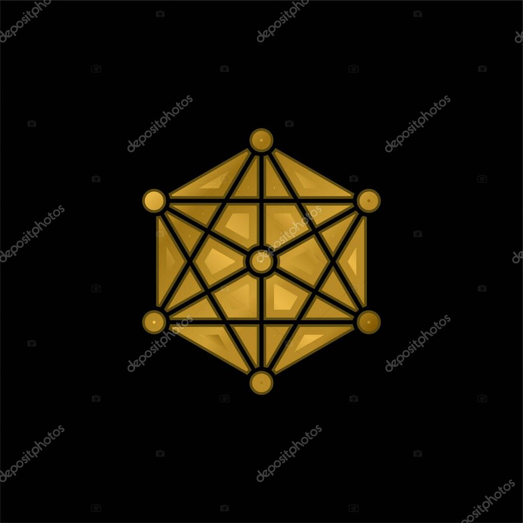 Big Data gold plated metalic icon or logo vector