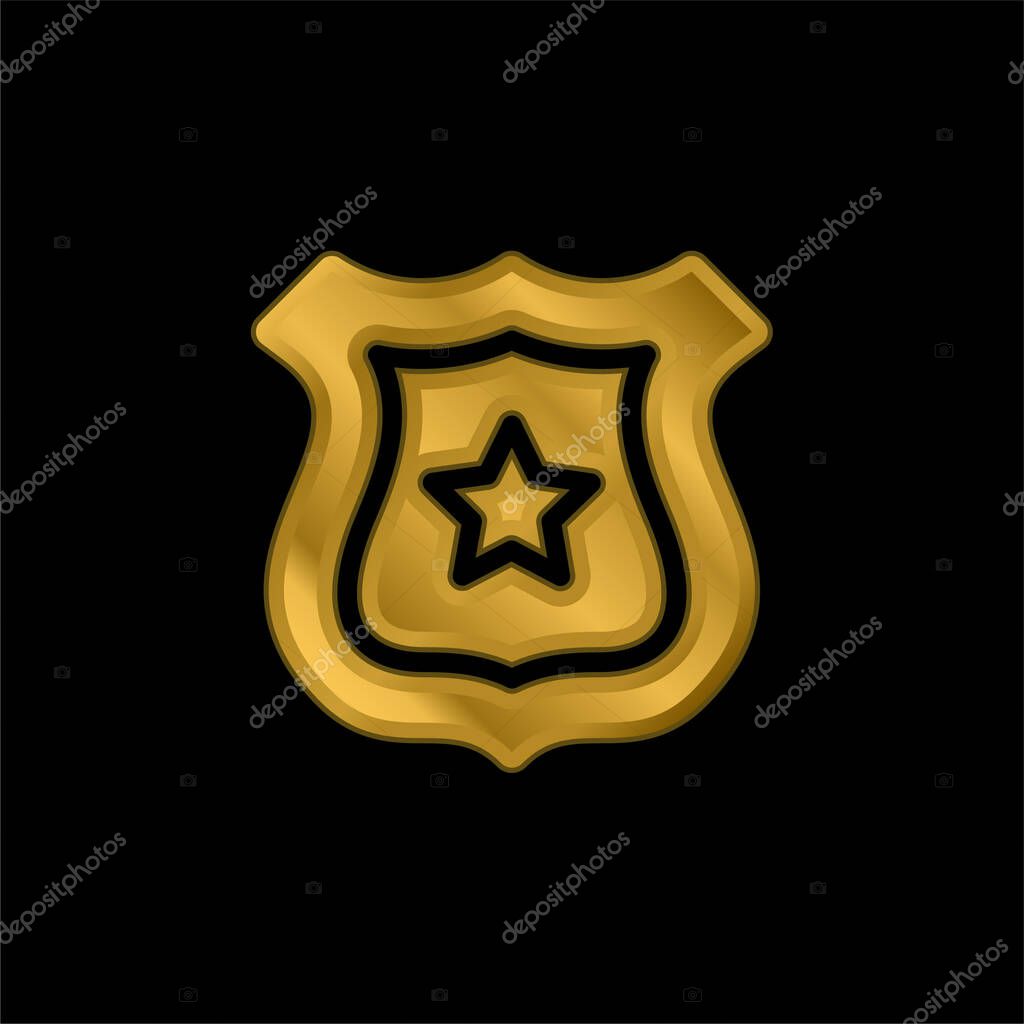 Badge gold plated metalic icon or logo vector