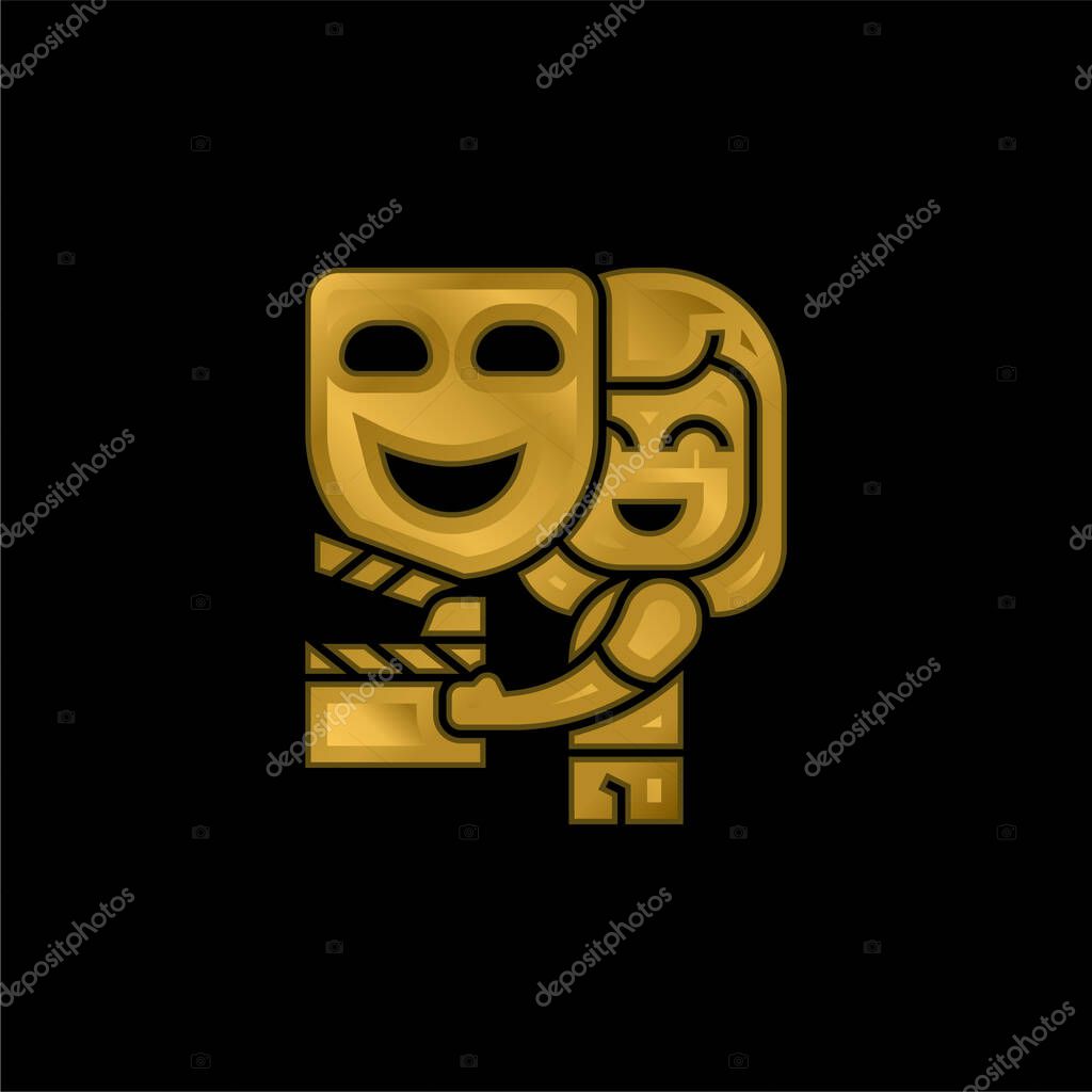 Acting gold plated metalic icon or logo vector