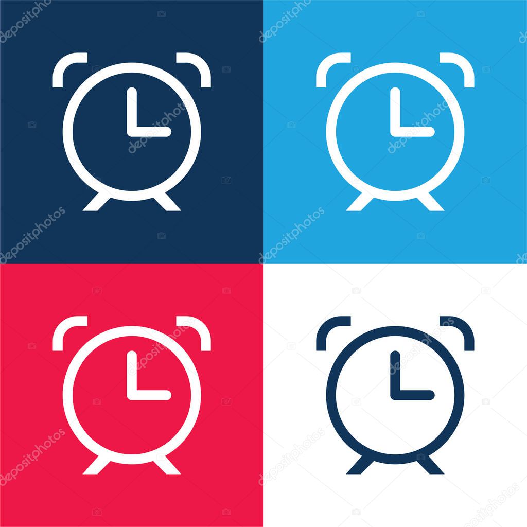 Alarm Clock Symbol blue and red four color minimal icon set