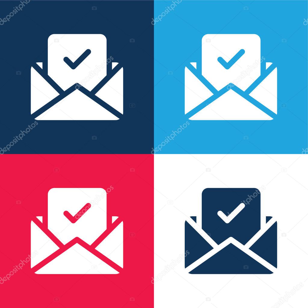 Approve blue and red four color minimal icon set