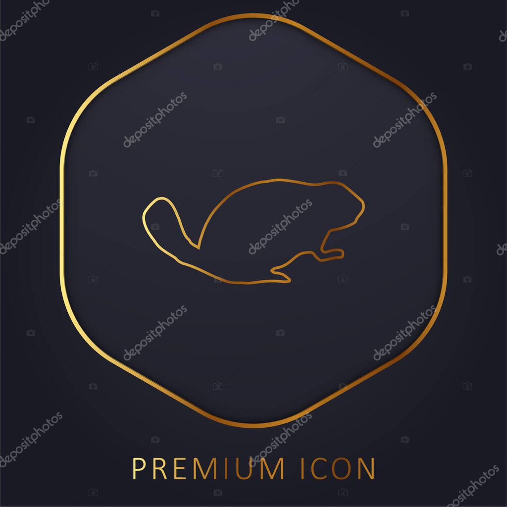 Beaver Mammal Animal Shape golden line premium logo or icon