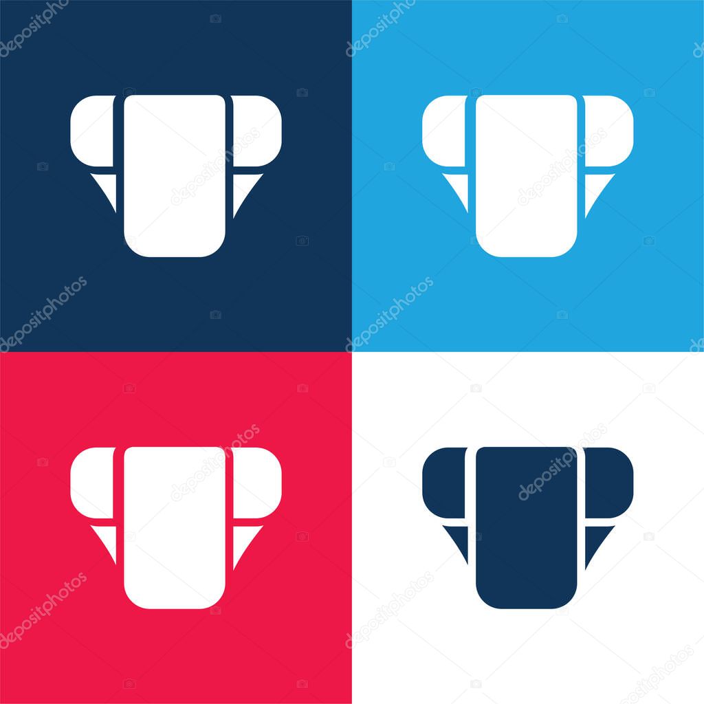 Baby Diaper blue and red four color minimal icon set