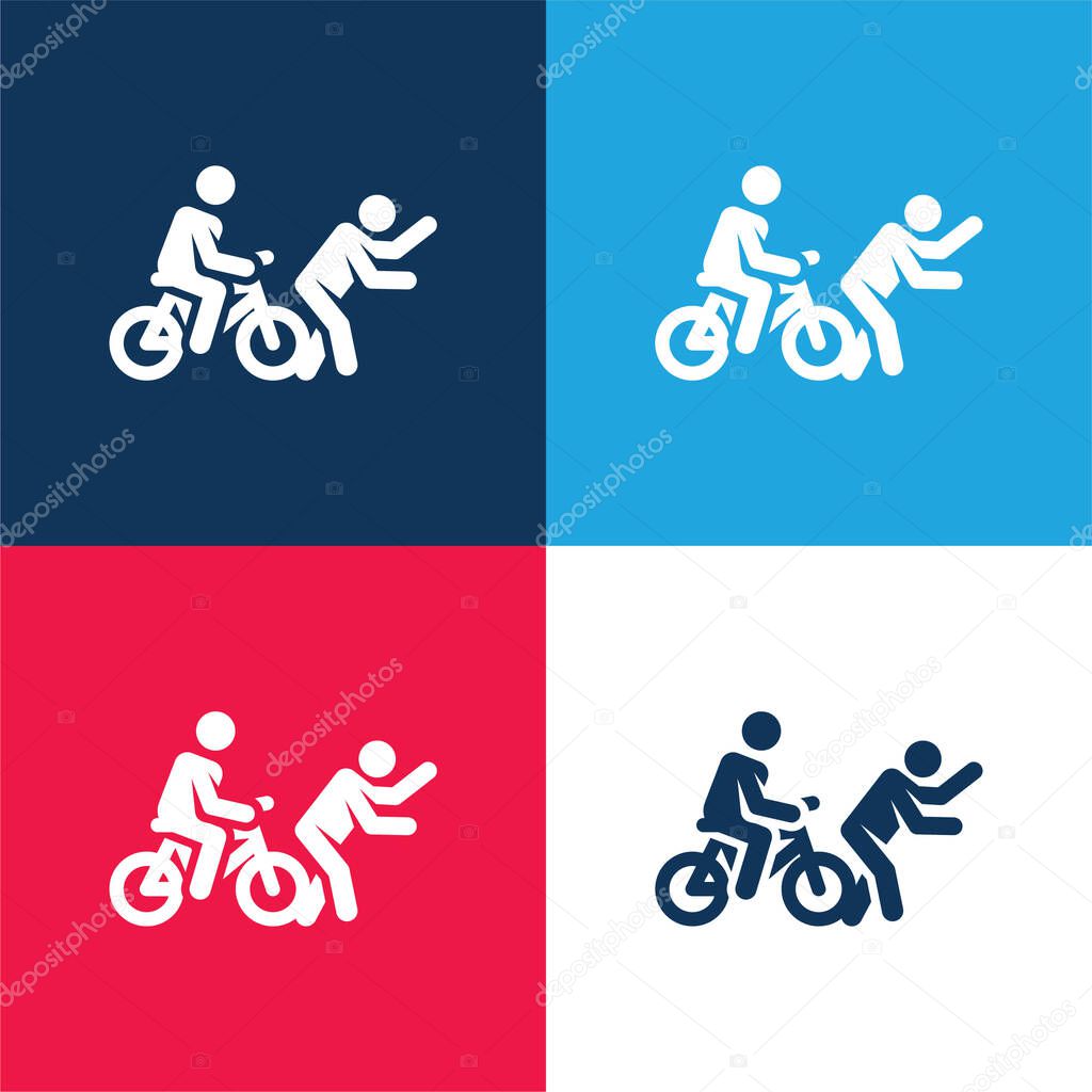 Accident blue and red four color minimal icon set