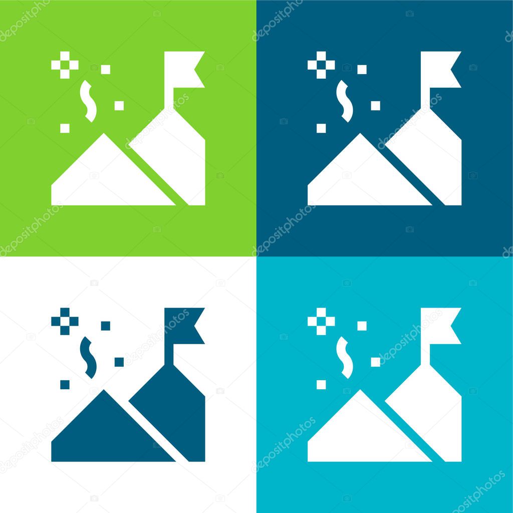 Achievement Flat four color minimal icon set