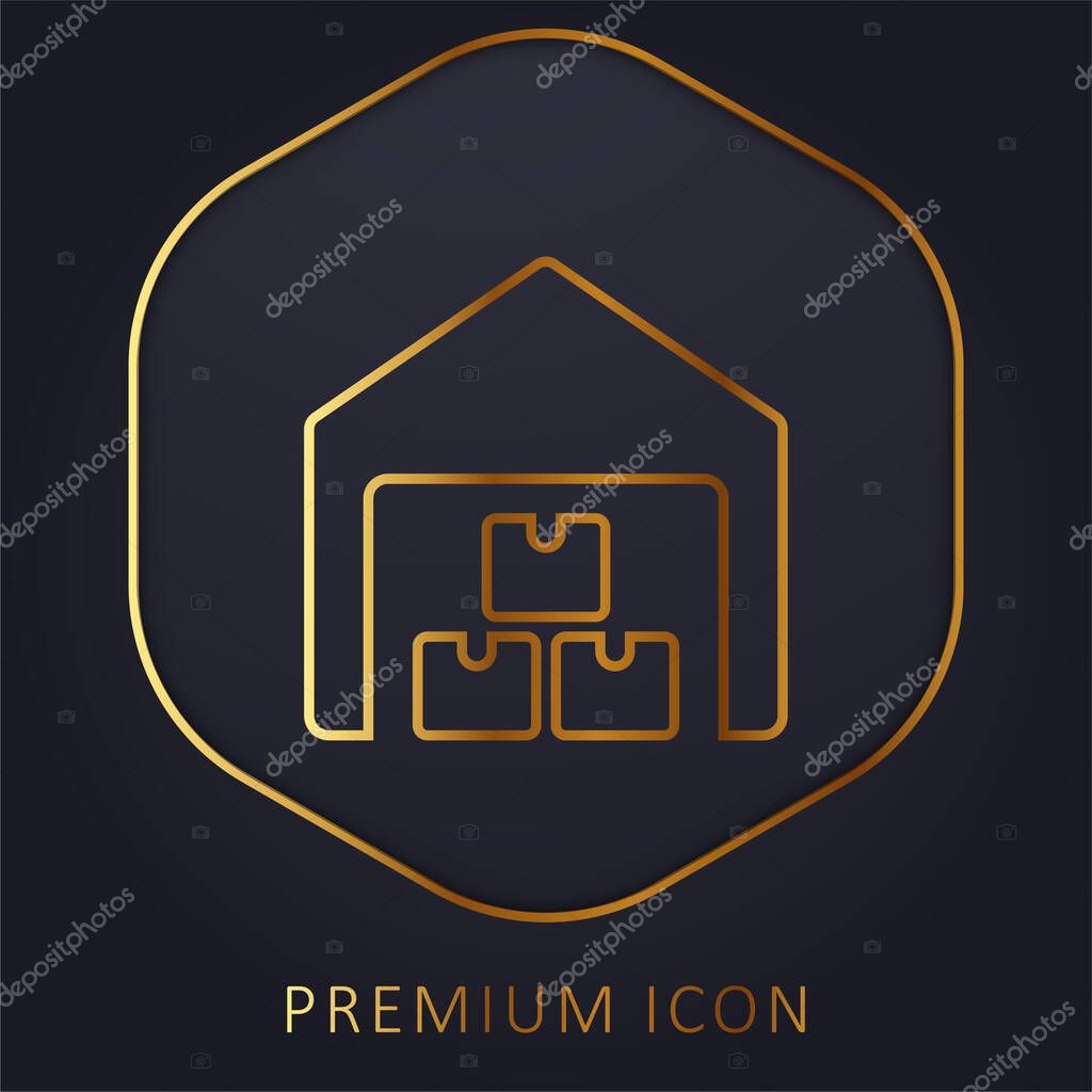 Boxes golden line premium logo or icon