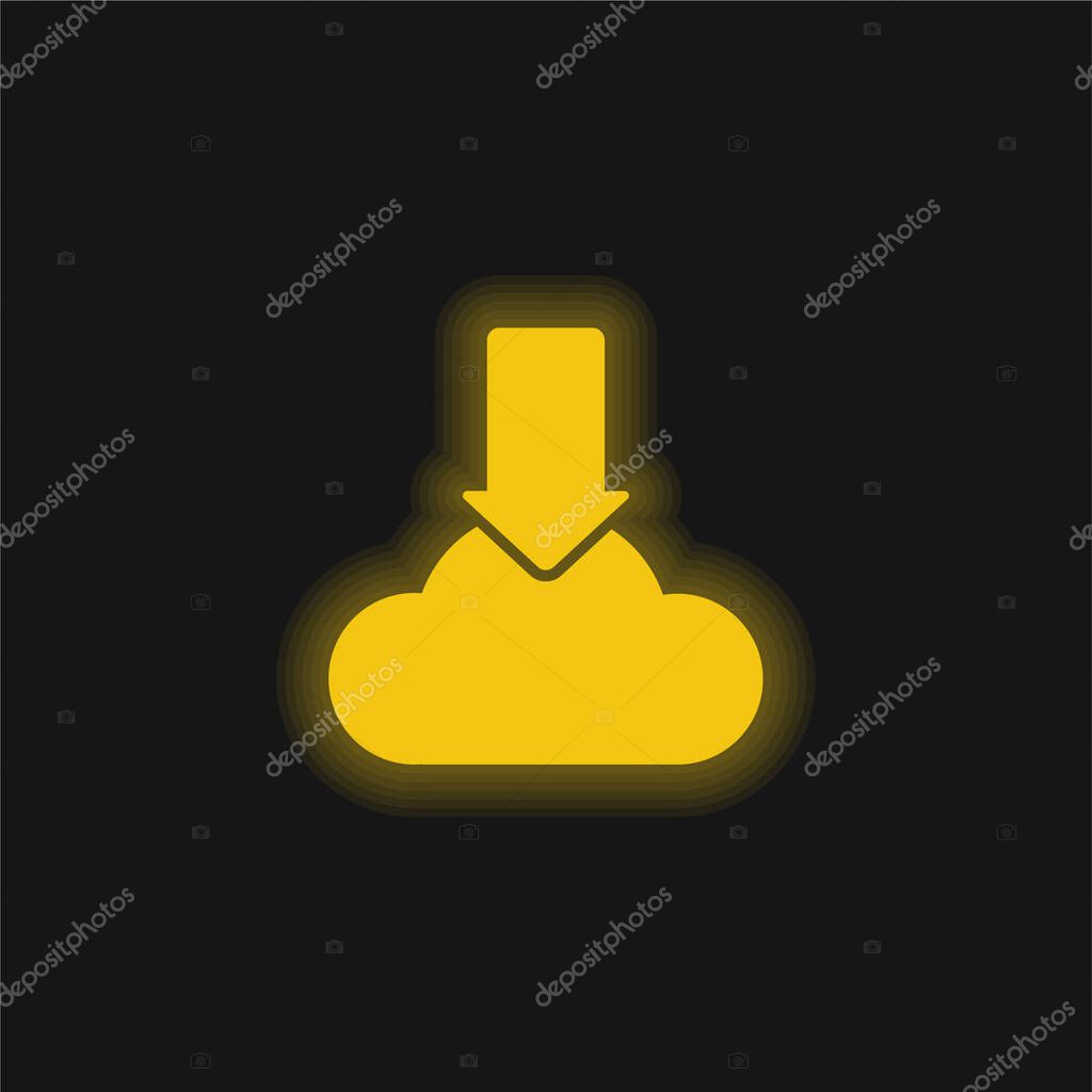 Arrow yellow glowing neon icon