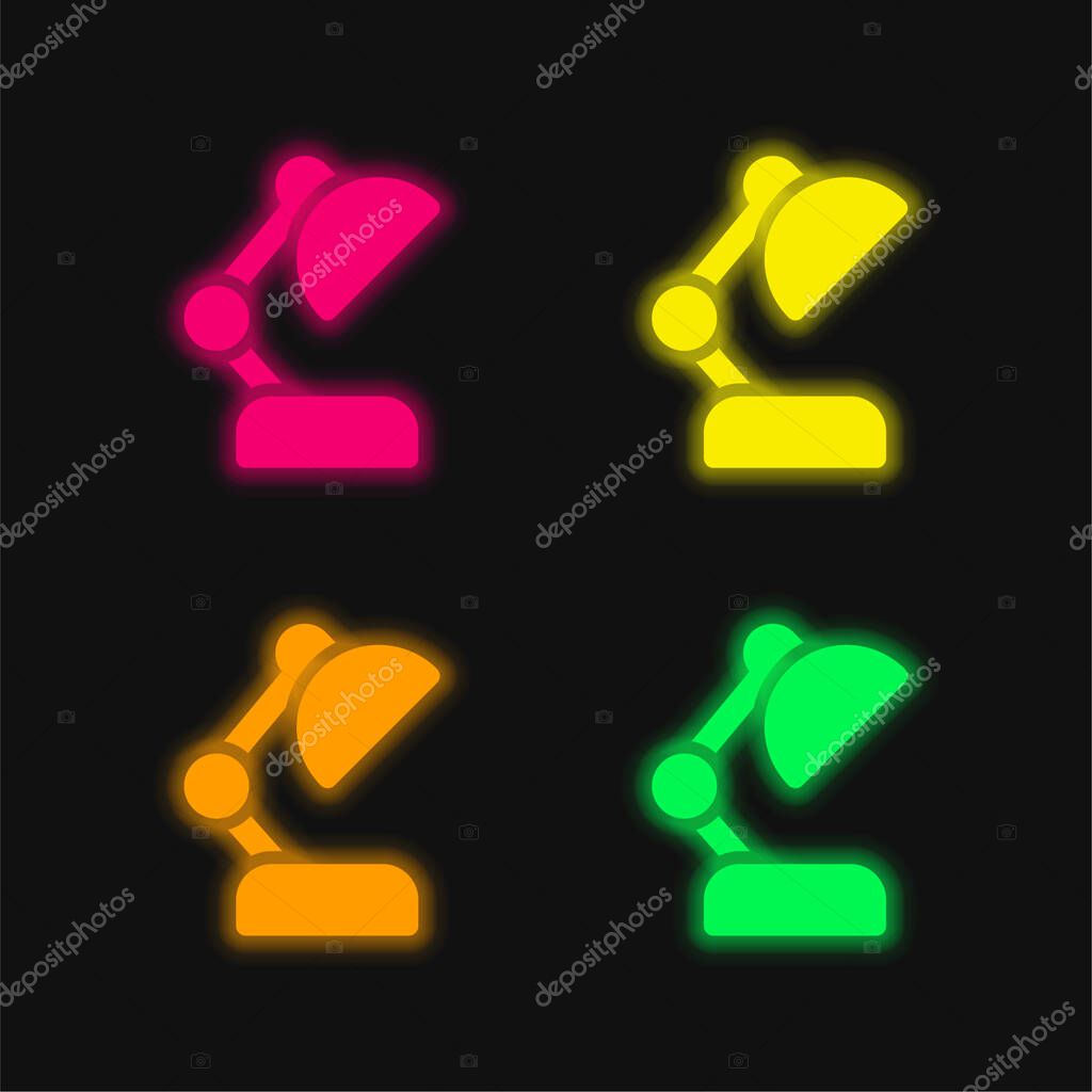 Adjustable Lamp four color glowing neon vector icon