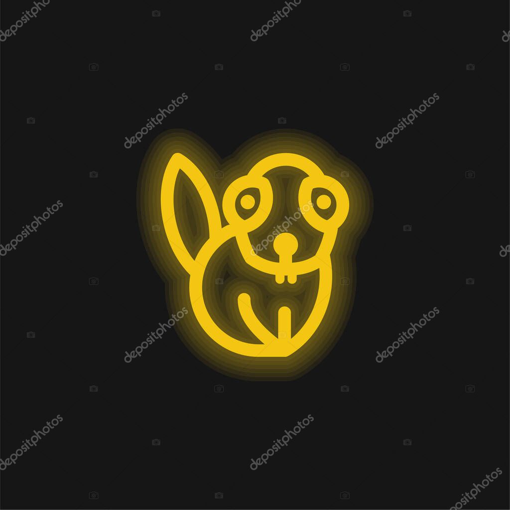 Beaver yellow glowing neon icon