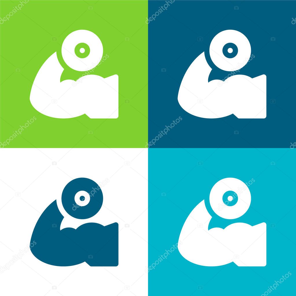 Biceps Flat four color minimal icon set