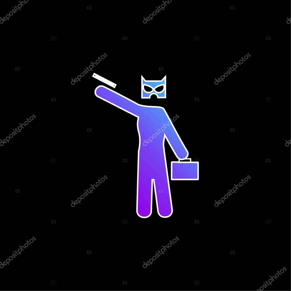 Bank Robbery blue gradient vector icon