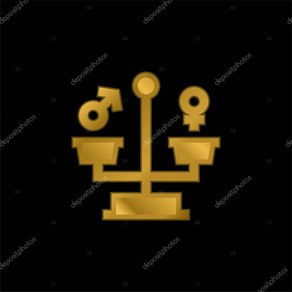 Balance gold plated metalic icon or logo vector