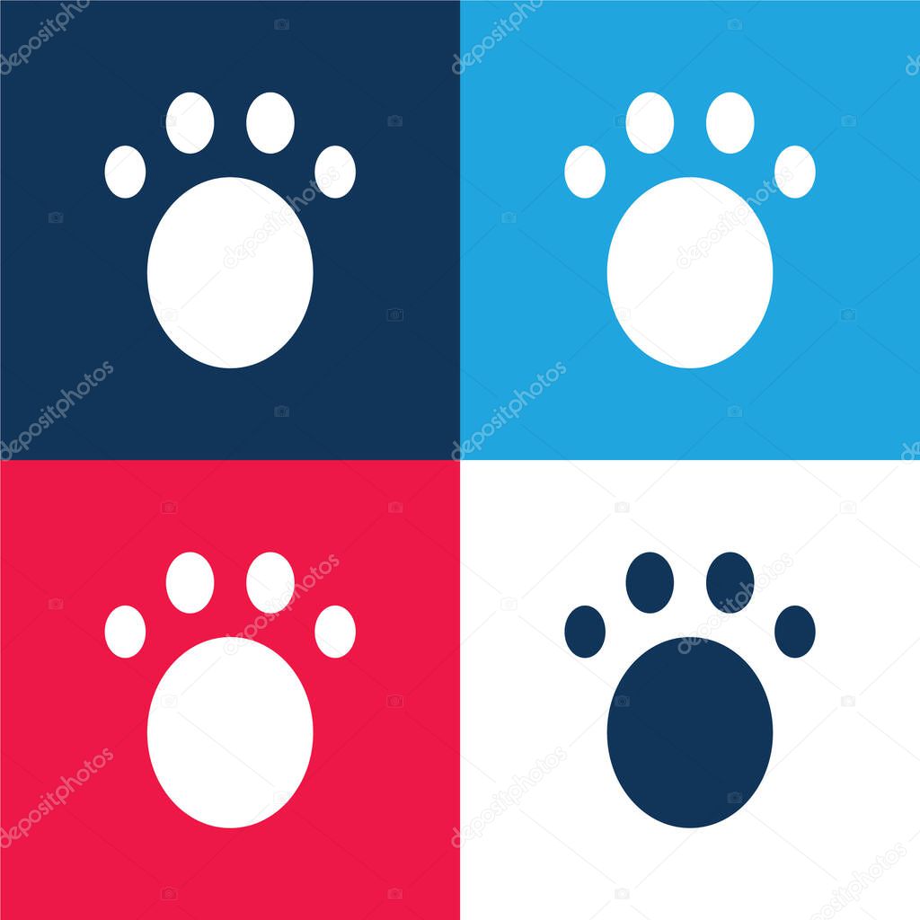 Animal blue and red four color minimal icon set