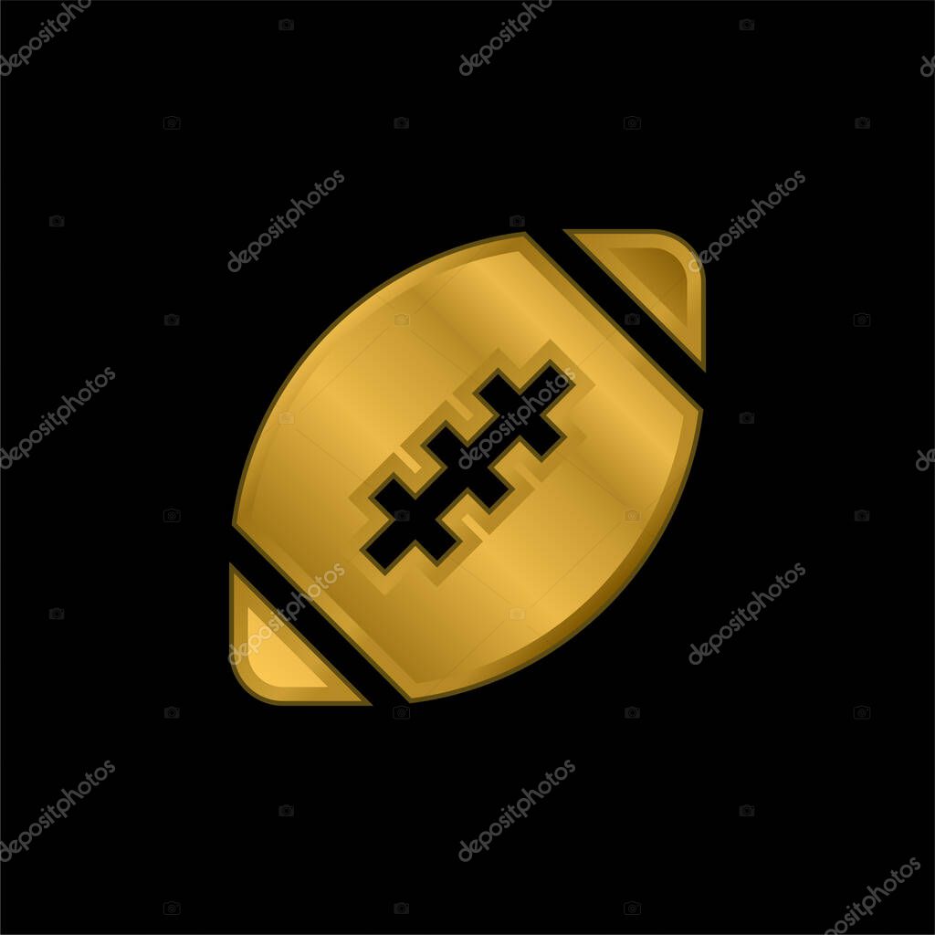 American Football gold plated metalic icon or logo vector