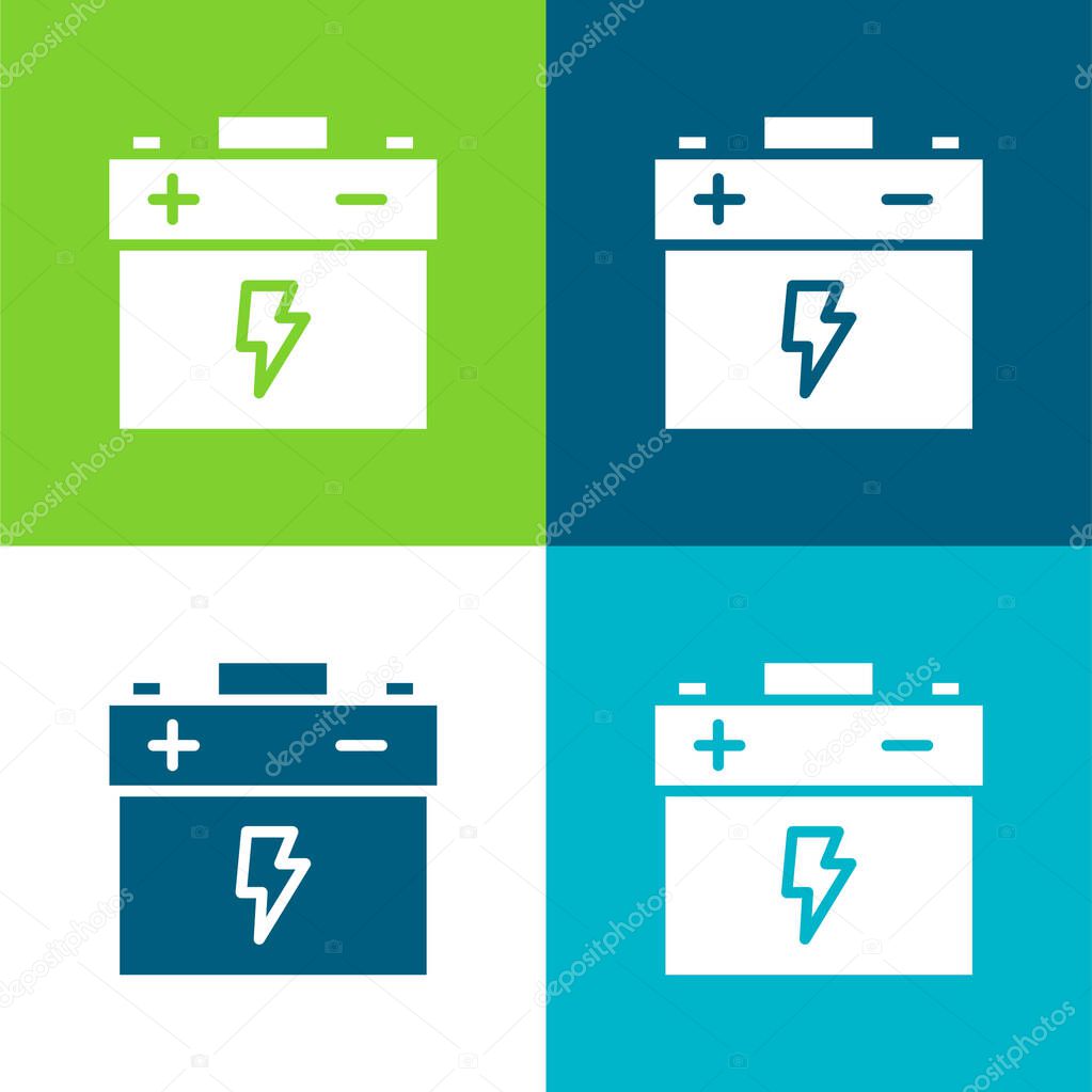 Battery Flat four color minimal icon set