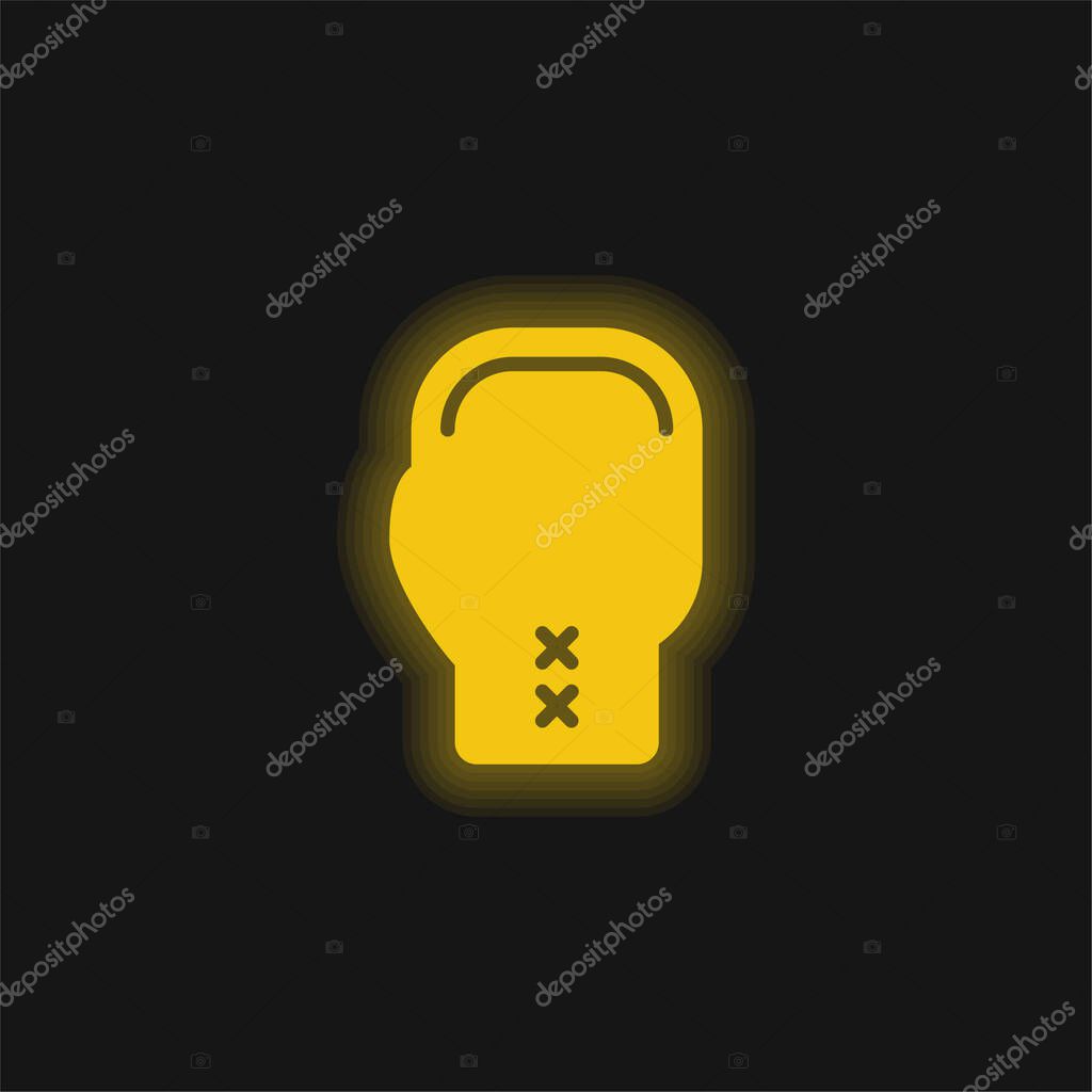 Boxing yellow glowing neon icon