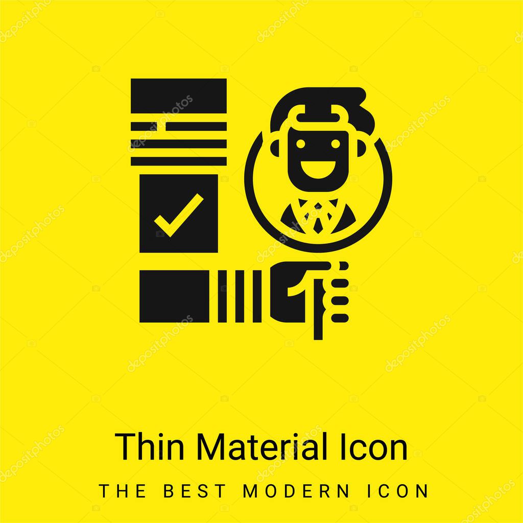 Background Check minimal bright yellow material icon