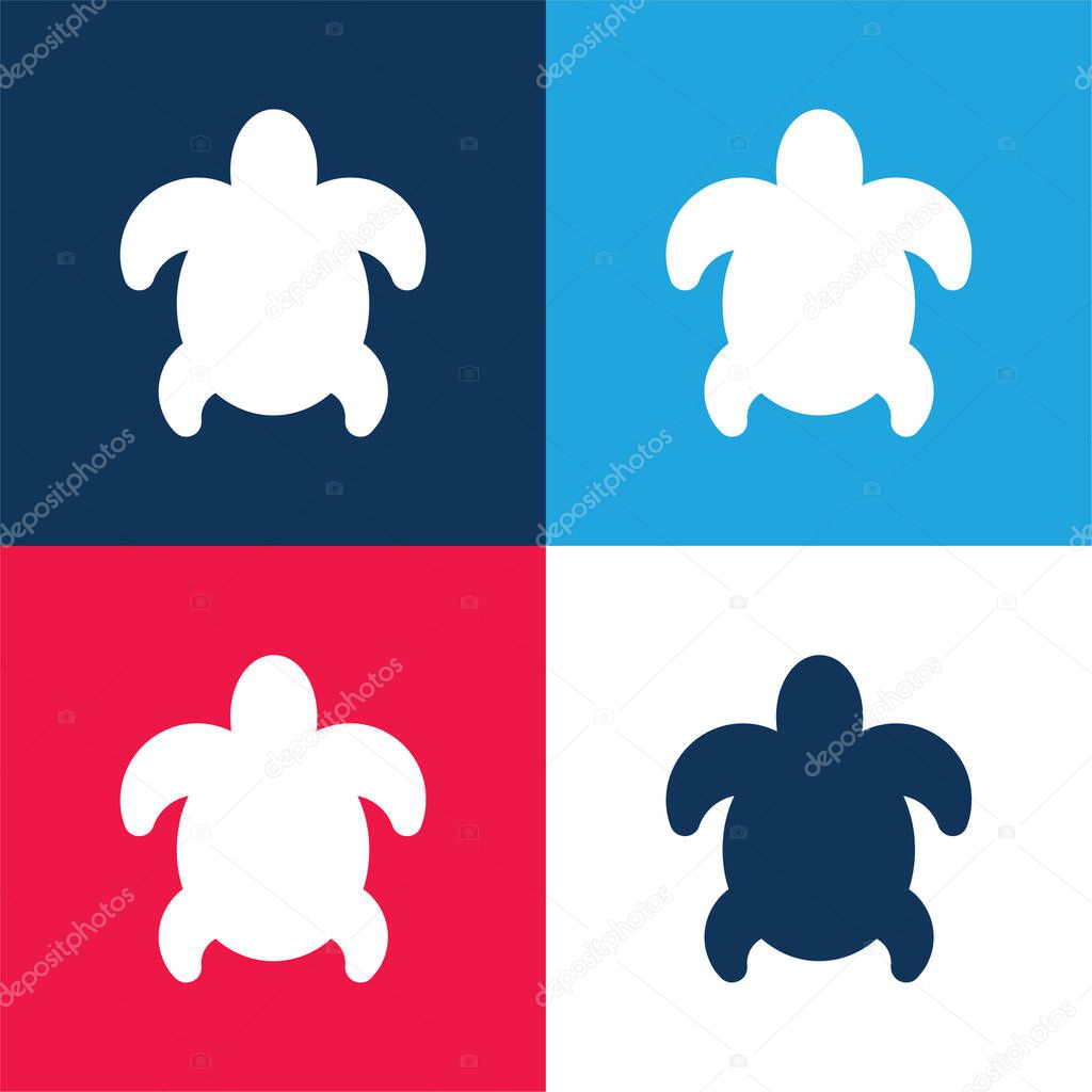Big Turtle blue and red four color minimal icon set