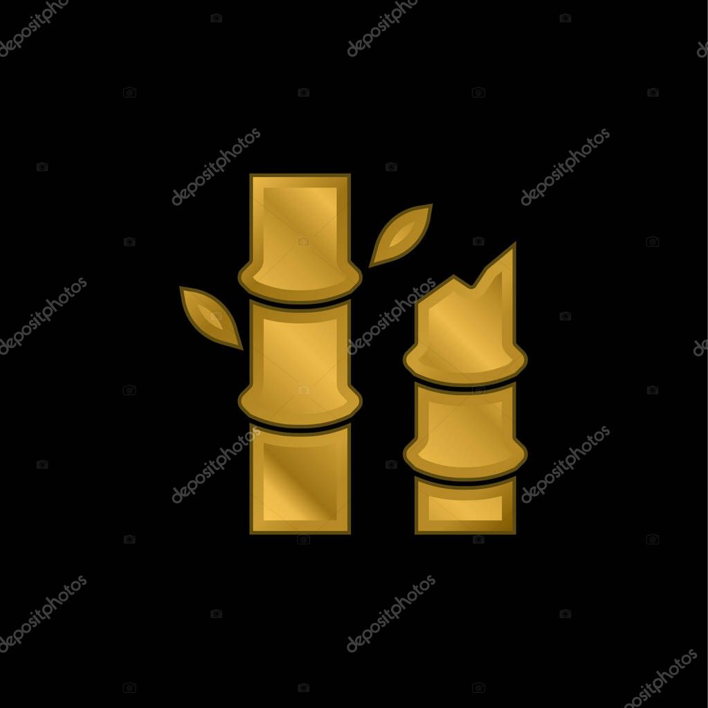 Bamboo gold plated metalic icon or logo vector