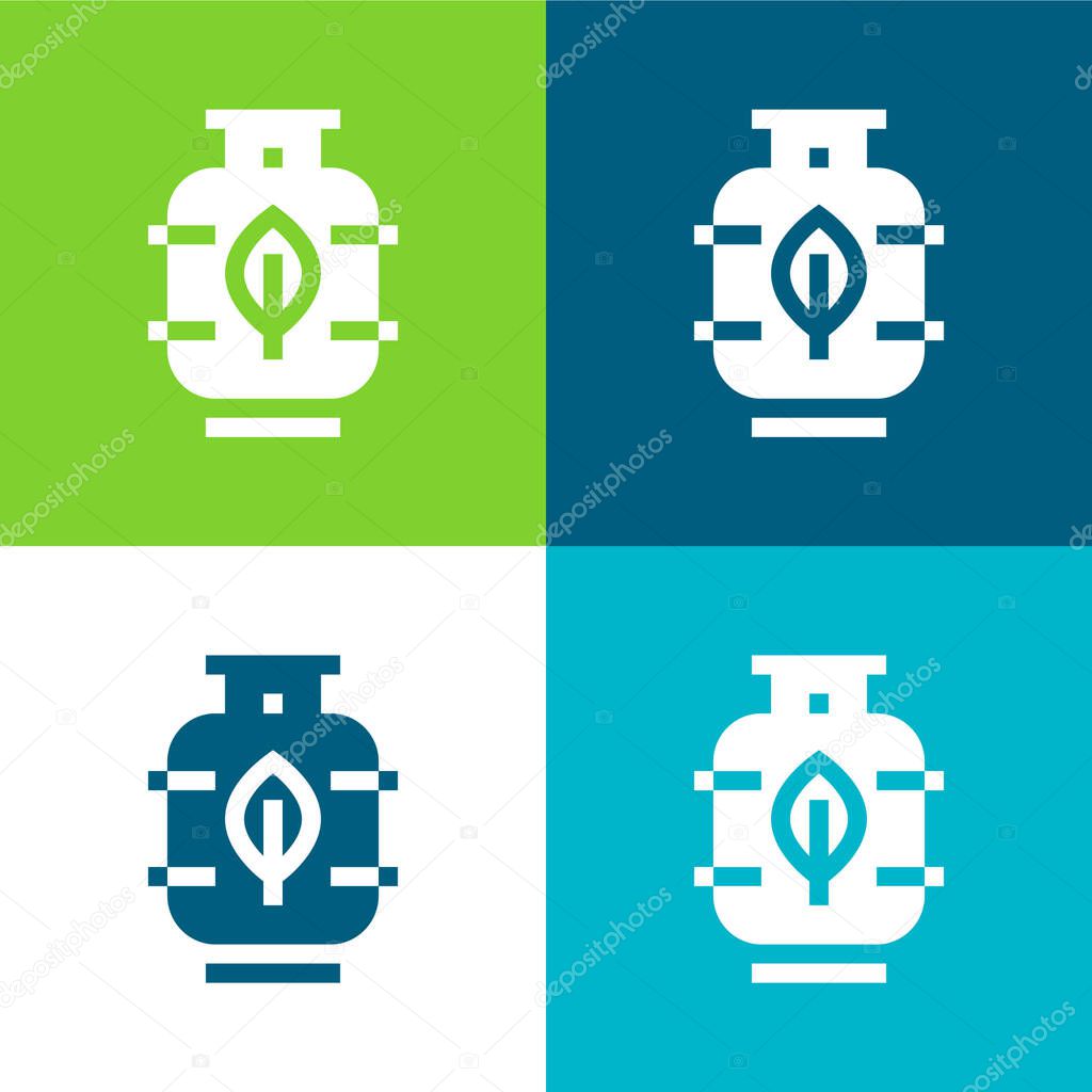 Biogas Flat four color minimal icon set