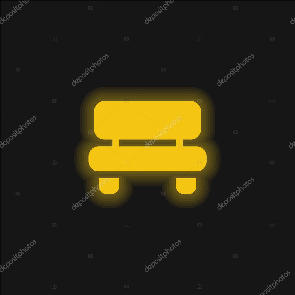 Bench yellow glowing neon icon