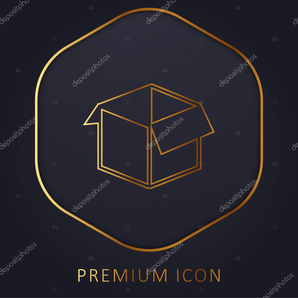 Box Open Shape golden line premium logo or icon