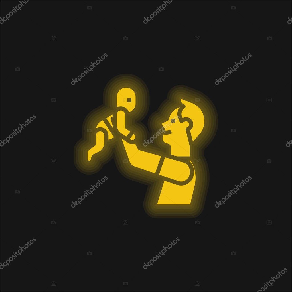 Baby yellow glowing neon icon