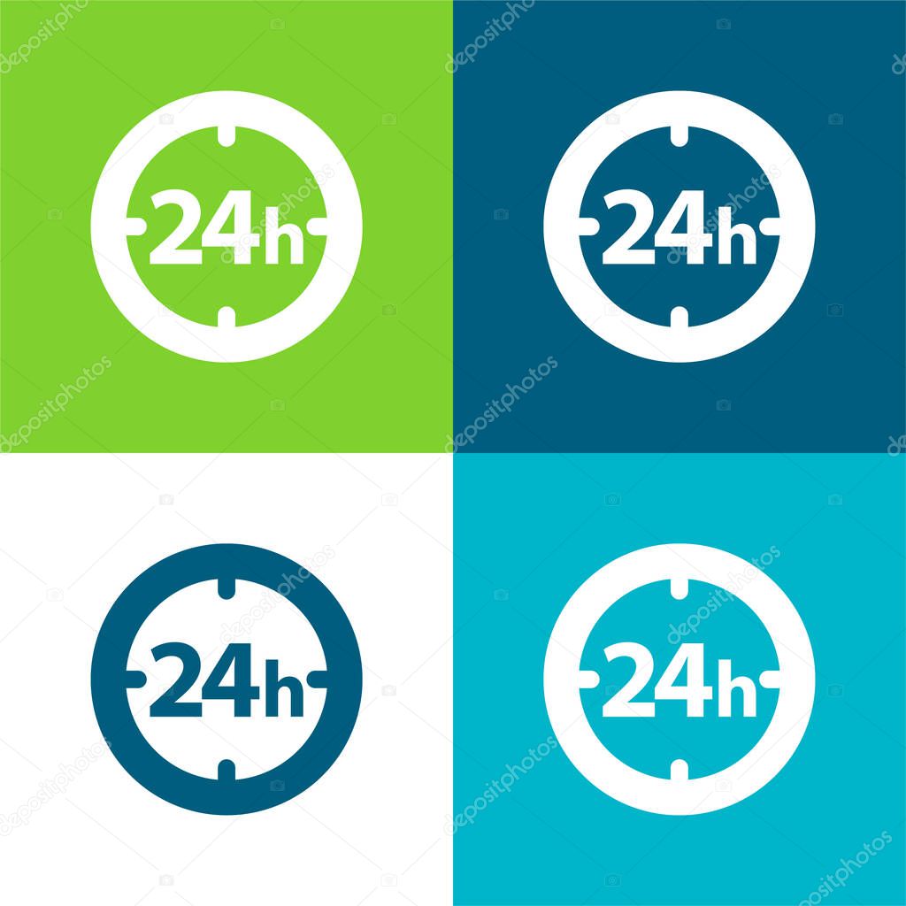 24 Hours Circular Clock Symbol Flat four color minimal icon set