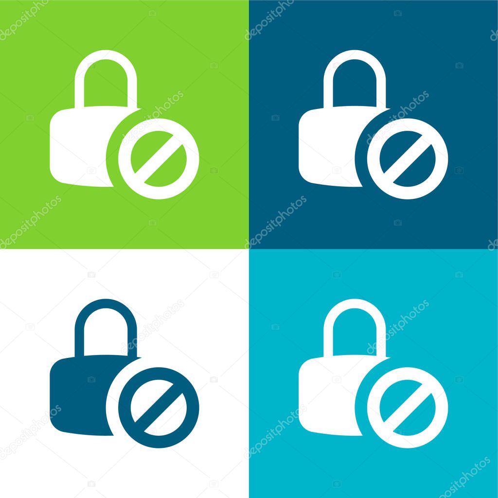 Blocked Flat four color minimal icon set