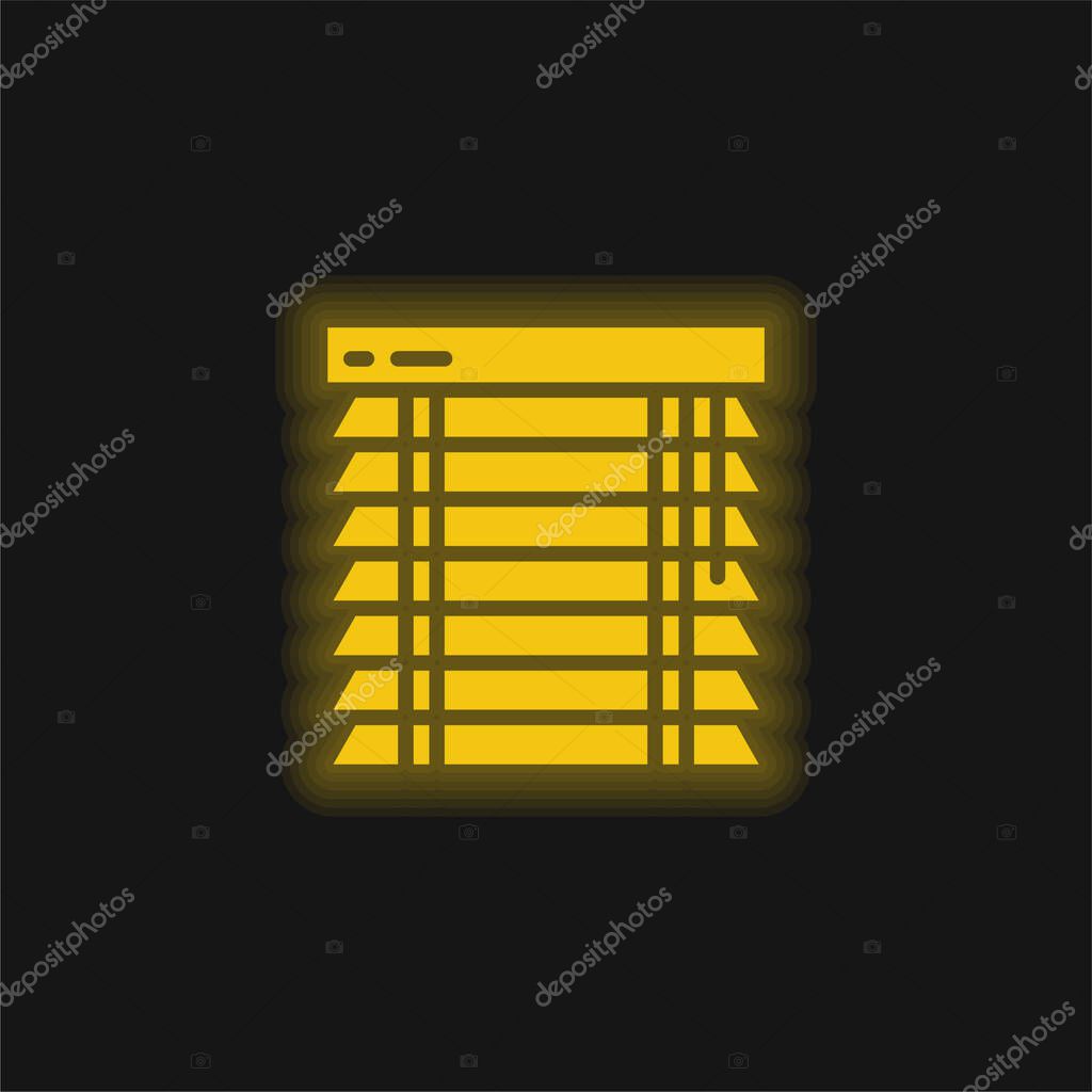 Blinds yellow glowing neon icon