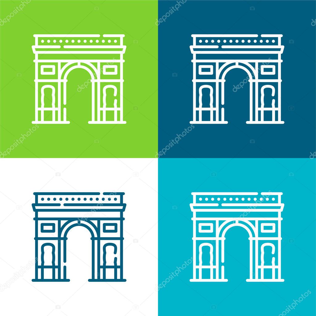 Arch Of Triumph Flat four color minimal icon set